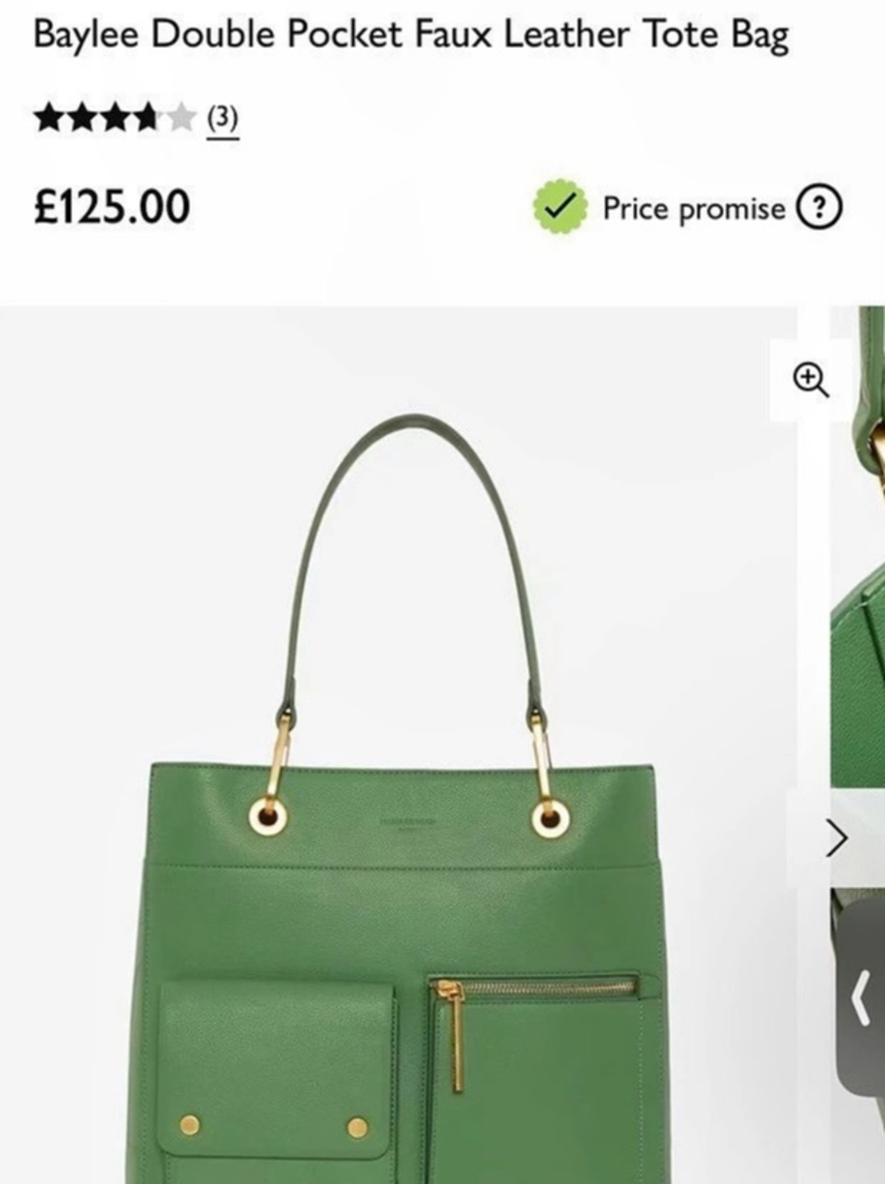 Jasper Conran London Baylee Double Pocket Faux Leather Tote Bag Faux Leather